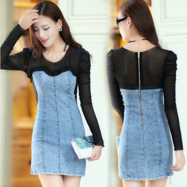 Slim fit Hip Hugging New Faux Denim Dress